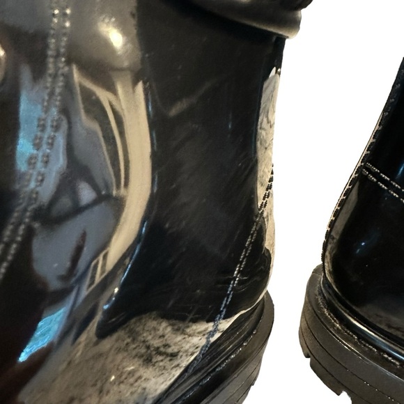 Kenneth Cole Reaction | Black Rain Lace Up Cozy Lug Sole Rain Boots Size 9 - Picture 9 of 14